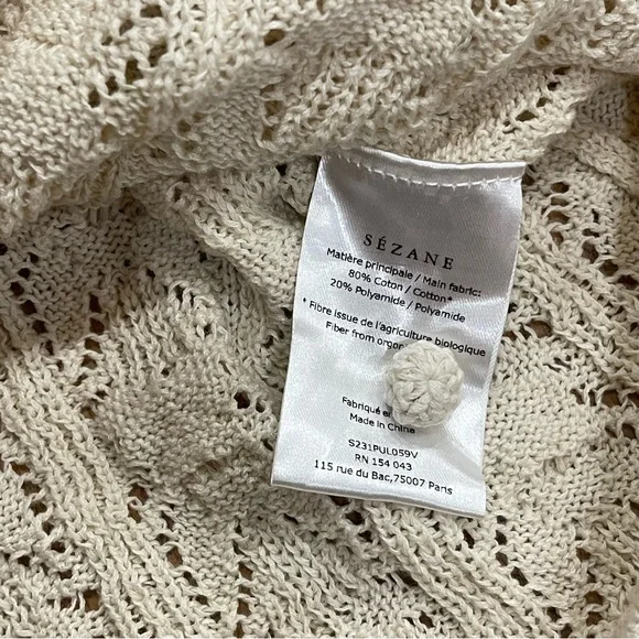 Sezane Francisco Cream Knit Crochet Cami Tank Top Size S - Picture 8 of 16
